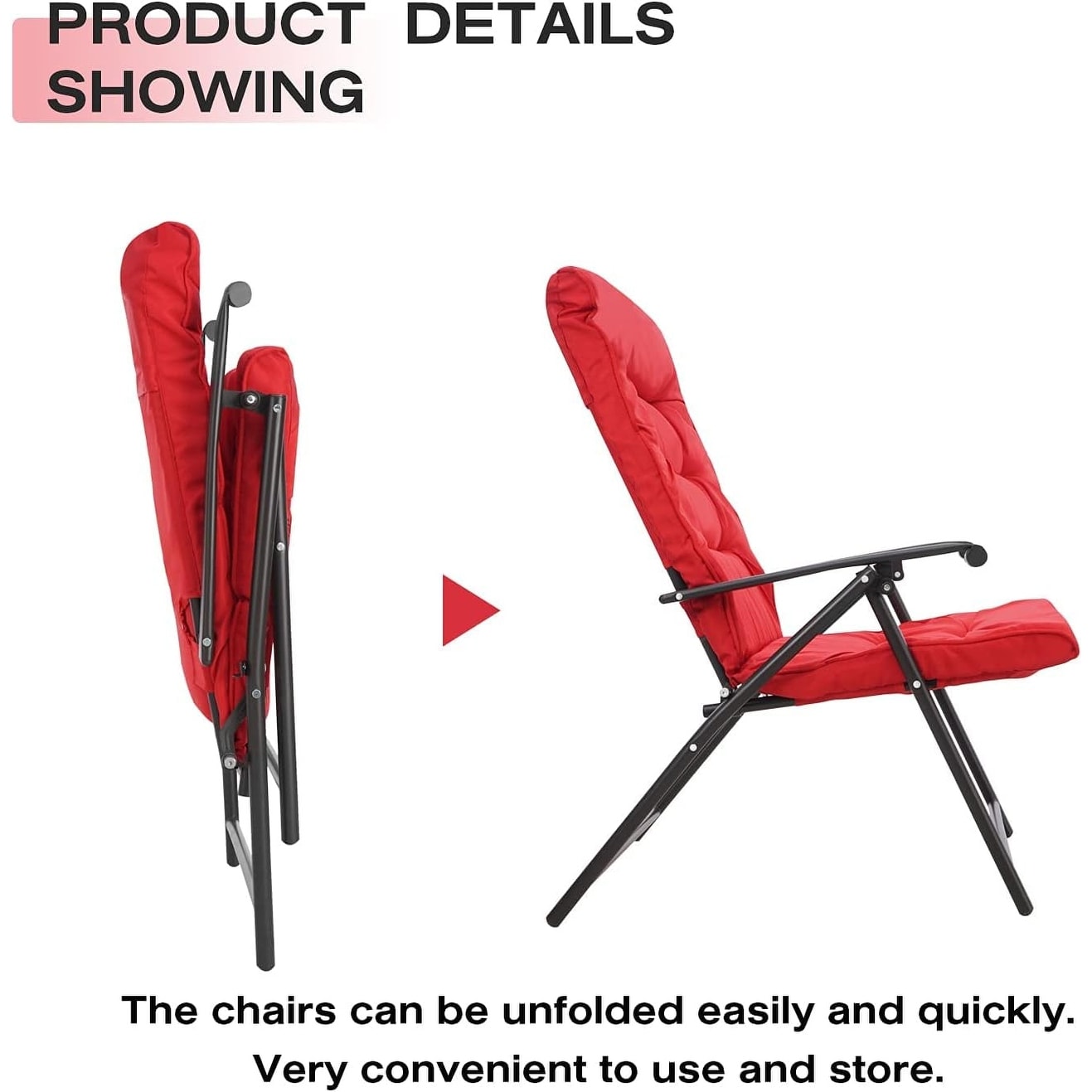Ensemble bistrot 3 pièces avec chaises pliantes rembourrées pour patio extérieur SUNCROWN