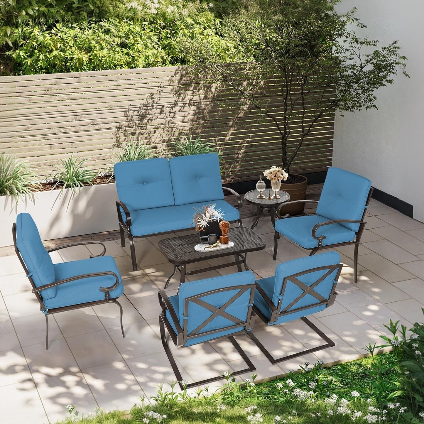 Ensemble de 7 meubles de jardin en métal SUNCROWN