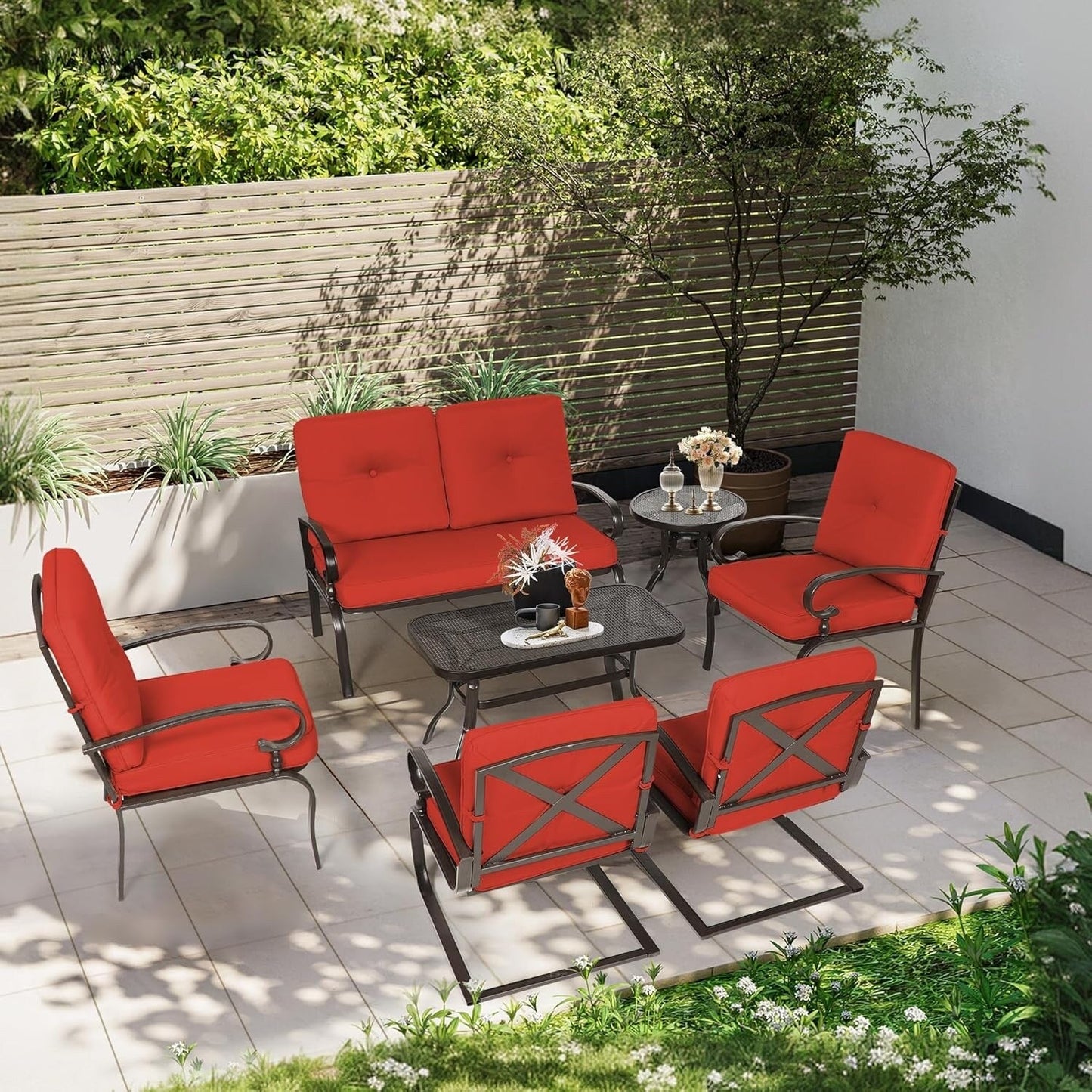 Ensemble de 7 meubles de jardin en métal SUNCROWN