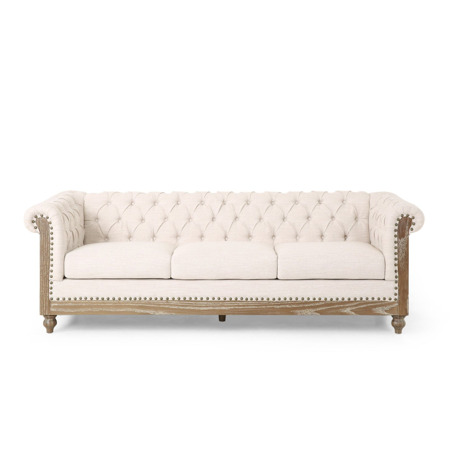 Canapé Chesterfield Saragus avec garniture cloutée par Christopher Knight Home - 85,50 L x 33,25 l x 28,50 H