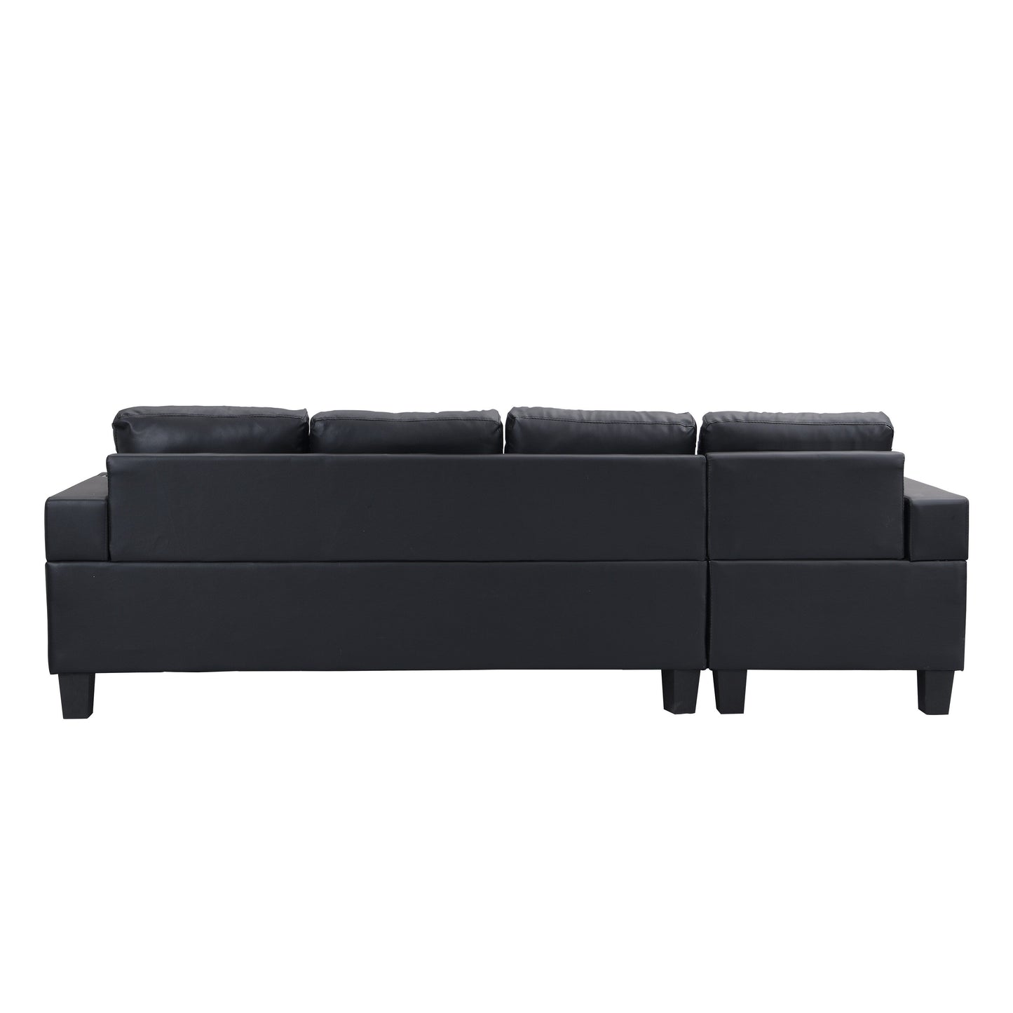 Ensemble de canapés sectionnels pour salon avec chaise longue en L, porte-gobelet et chaise longue gauche ou droite moderne 4 places (NOIR)