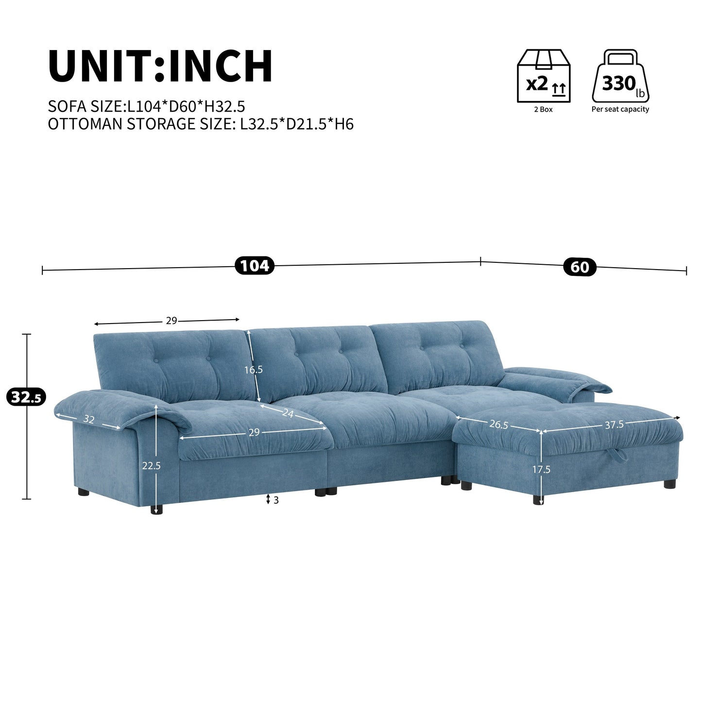 Canapé sectionnel en L avec accoudoirs multifonctionnels, chargeur double port, porte-gobelet, poches de rangement latérales, coussin moelleux