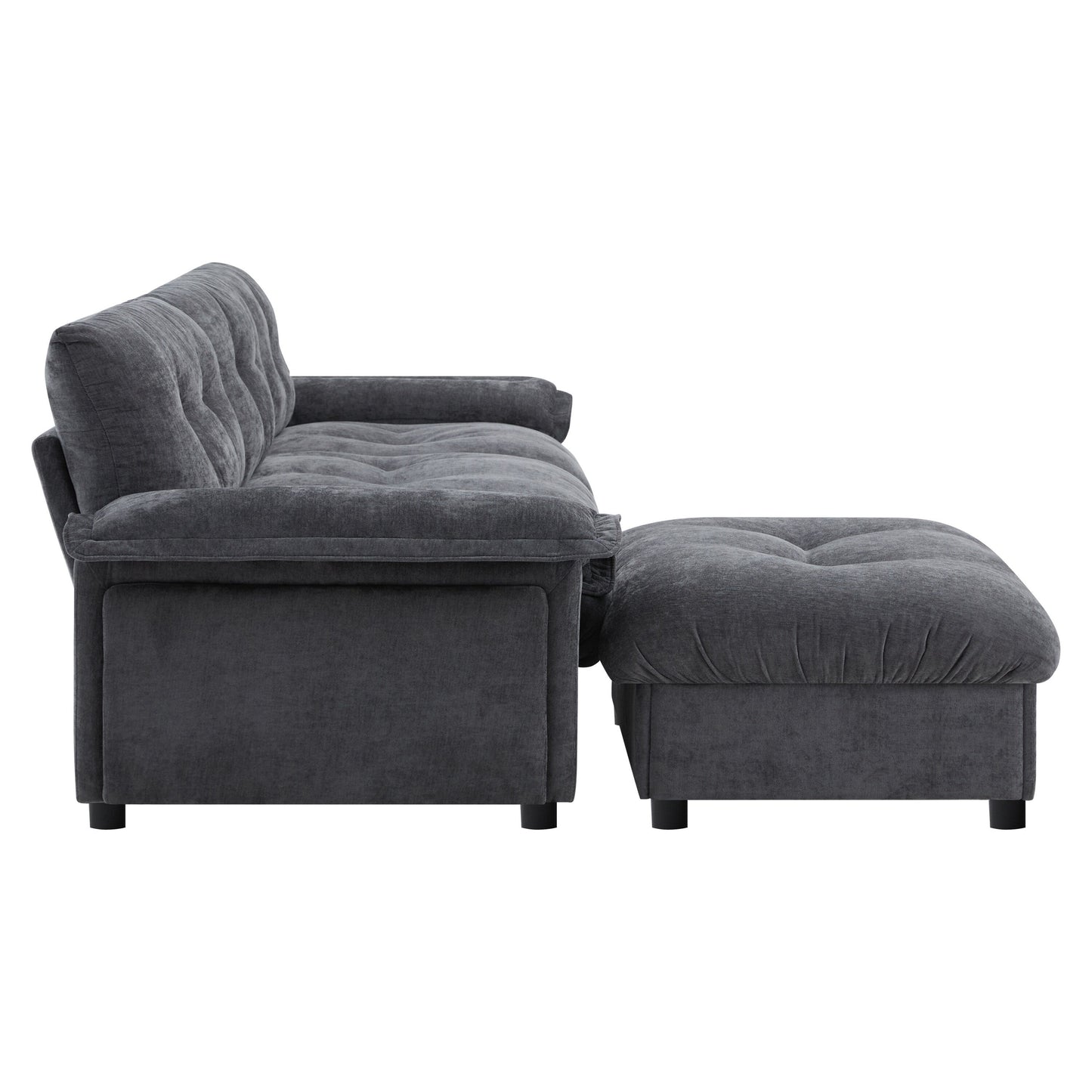 Canapé sectionnel en L avec accoudoirs multifonctionnels, chargeur double port, porte-gobelet, poches de rangement latérales, coussin moelleux
