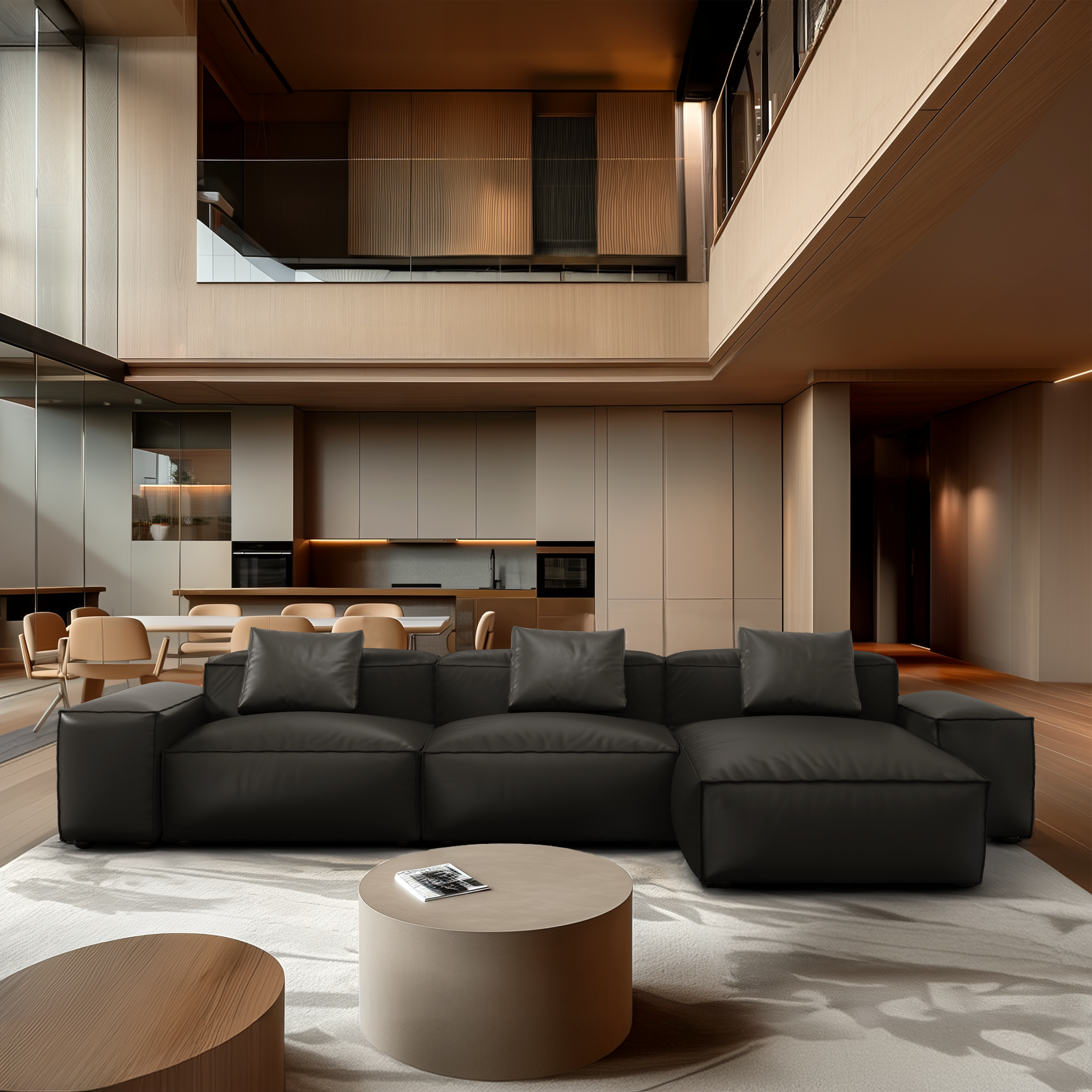 Cube Modular Brown Genuine Leather Sectional