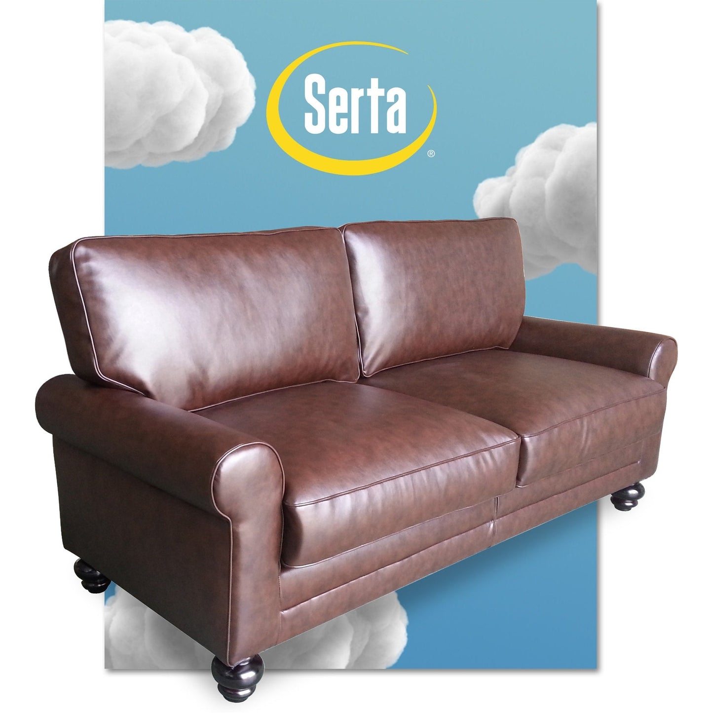Canapé Serta Copenhagen 73 à accoudoirs roulés, polyester facile d'entretien, dossier moelleux, coussins d'assise à ressorts ensachés