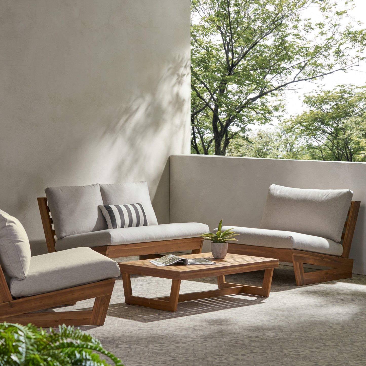 Salon de jardin Sherwood 4 places en bois par Christopher Knight Home