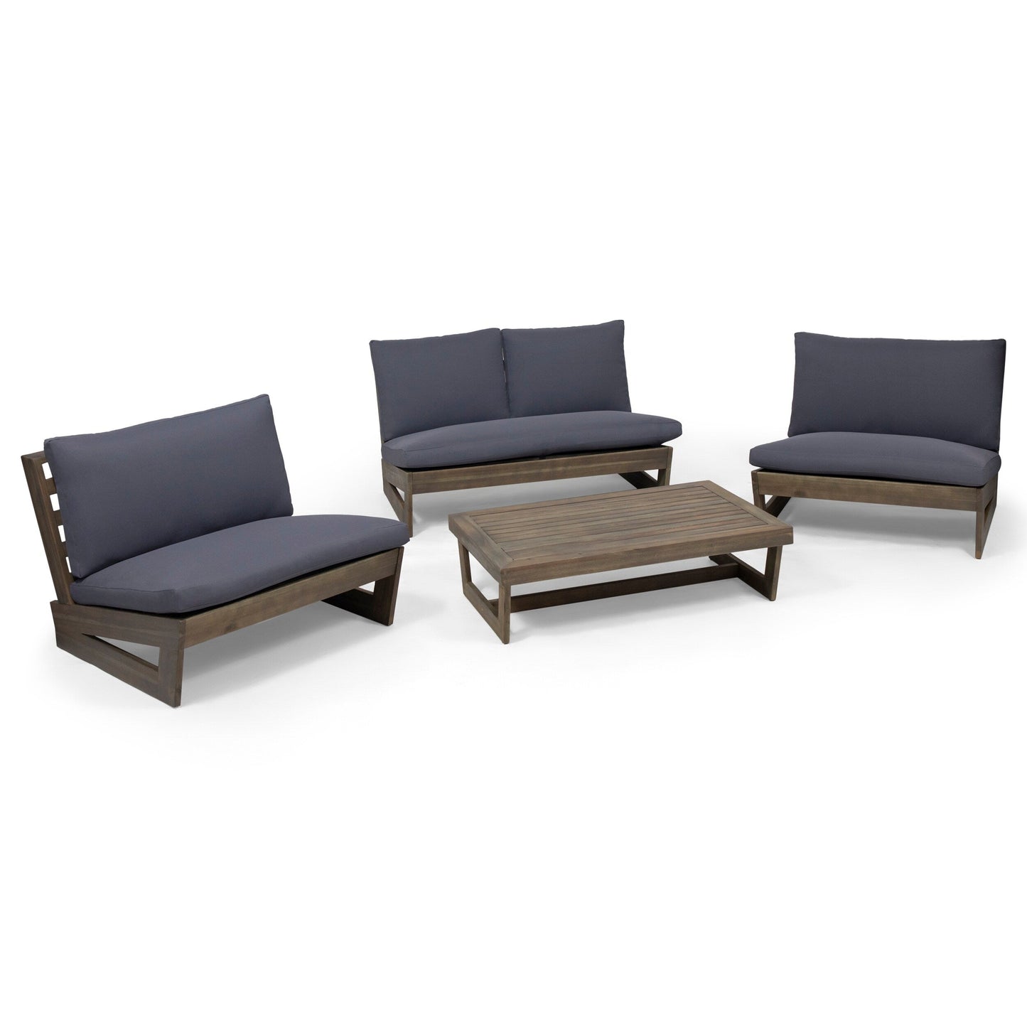 Salon de jardin Sherwood 4 places en bois par Christopher Knight Home