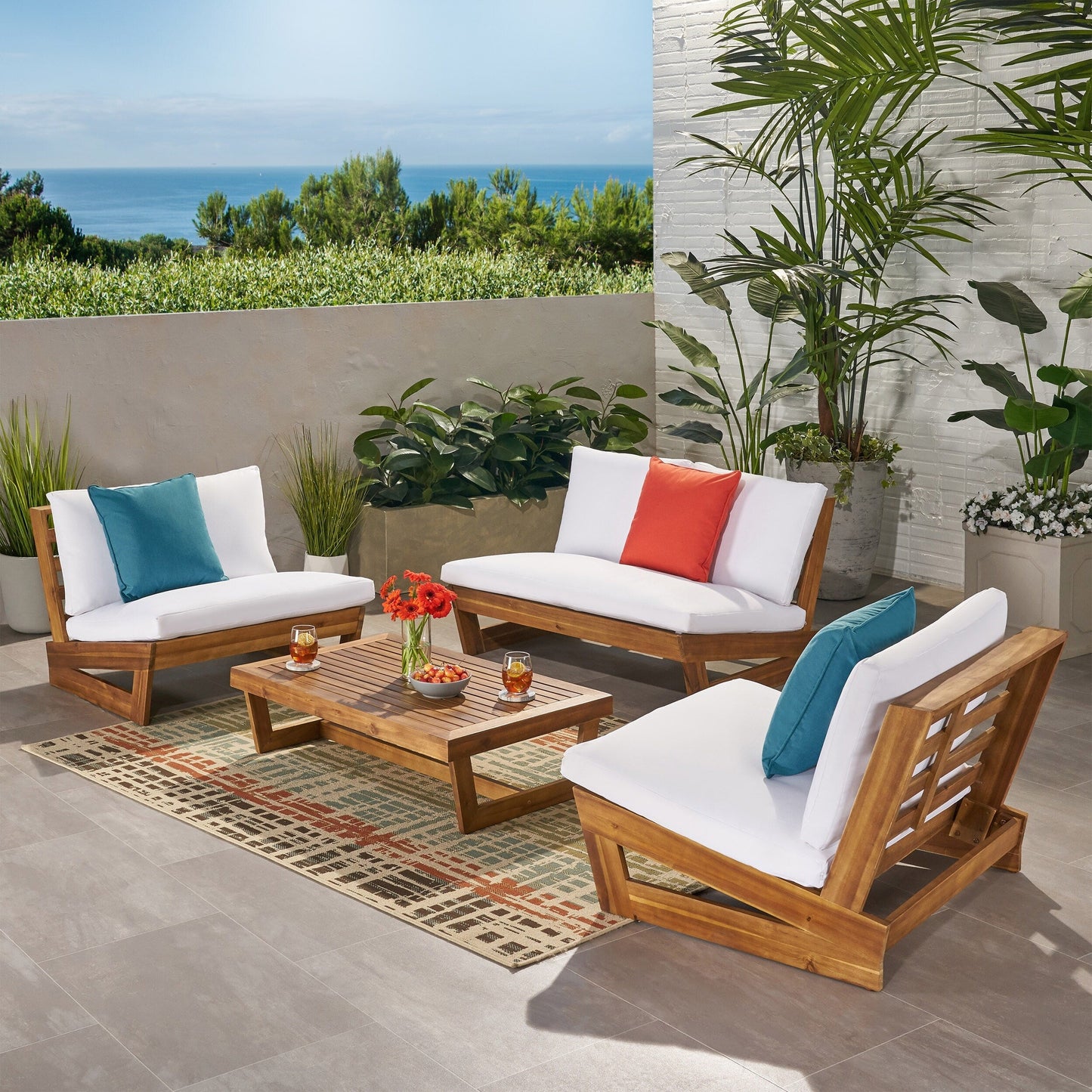 Salon de jardin Sherwood 4 places en bois par Christopher Knight Home