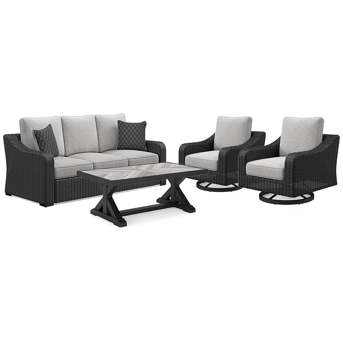 Canapé d'extérieur Signature Design by Ashley Beachcroft et 2 chaises avec table basse