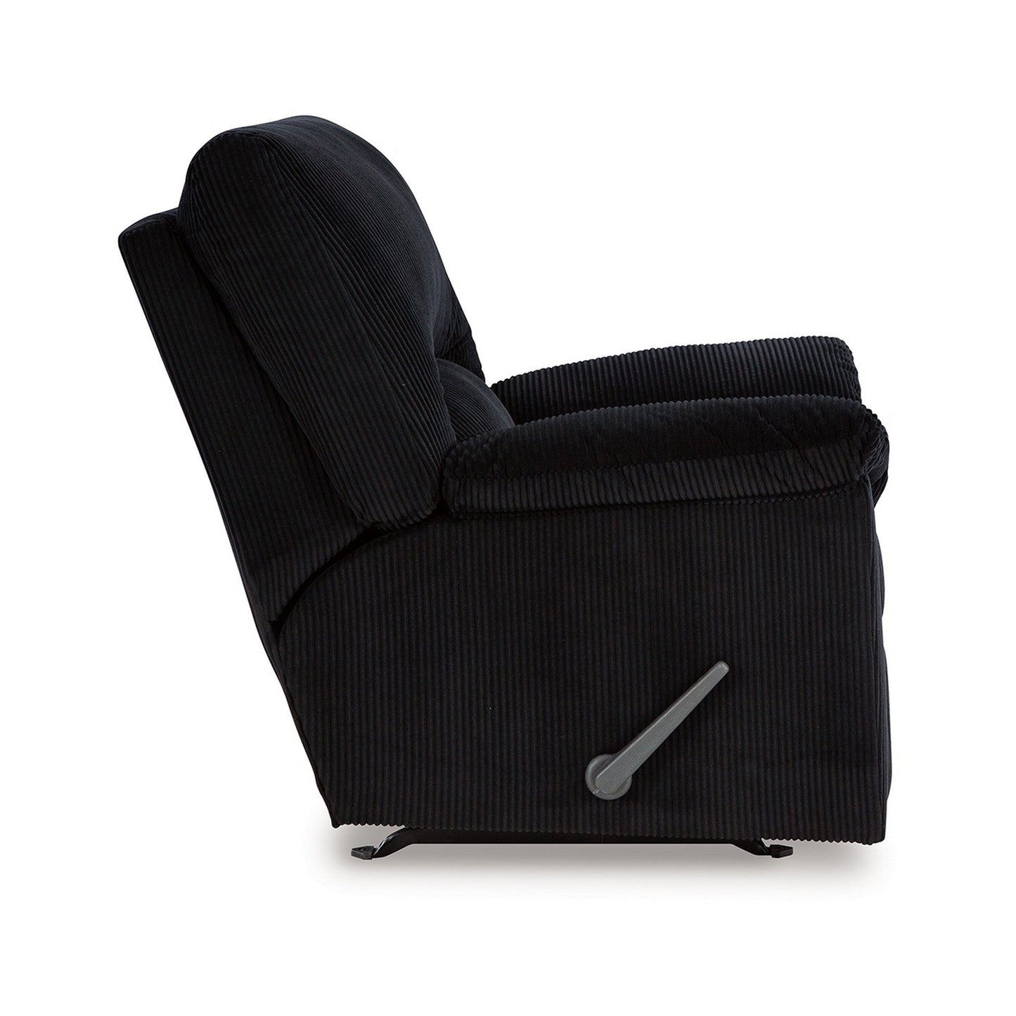 Fauteuil d'appoint inclinable manuel Simy, 40 pouces, velours côtelé noir