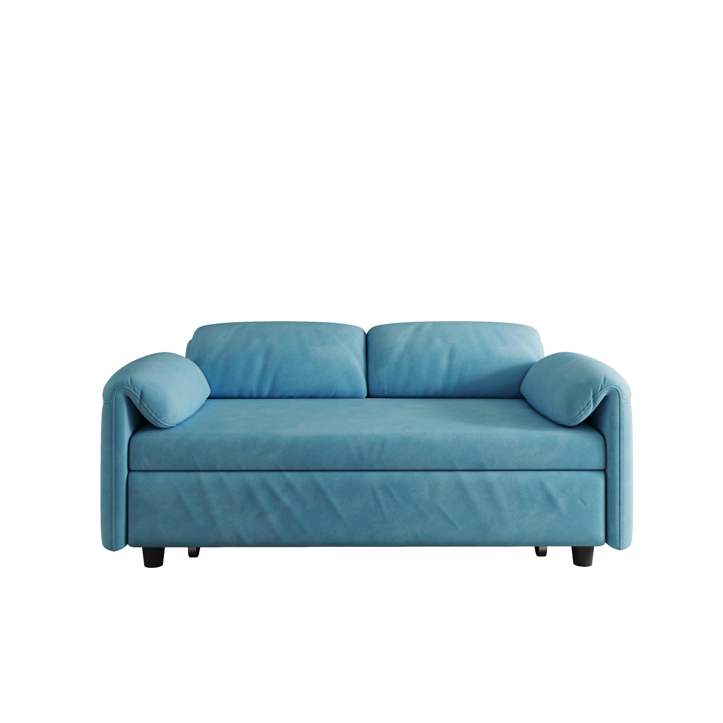 Présentation du canapé : Canapé-lit 54 en velours bleu – Un bijou de salon à double usage avec option de lit rétractable