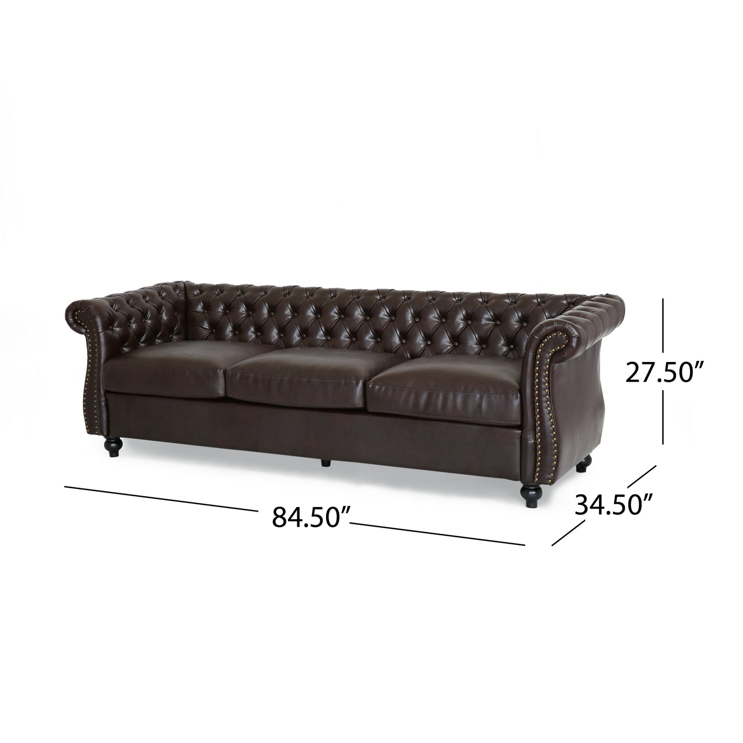 Canapé Chesterfield Somerville capitonné en similicuir avec accoudoirs en volutes par Christopher Knight Home