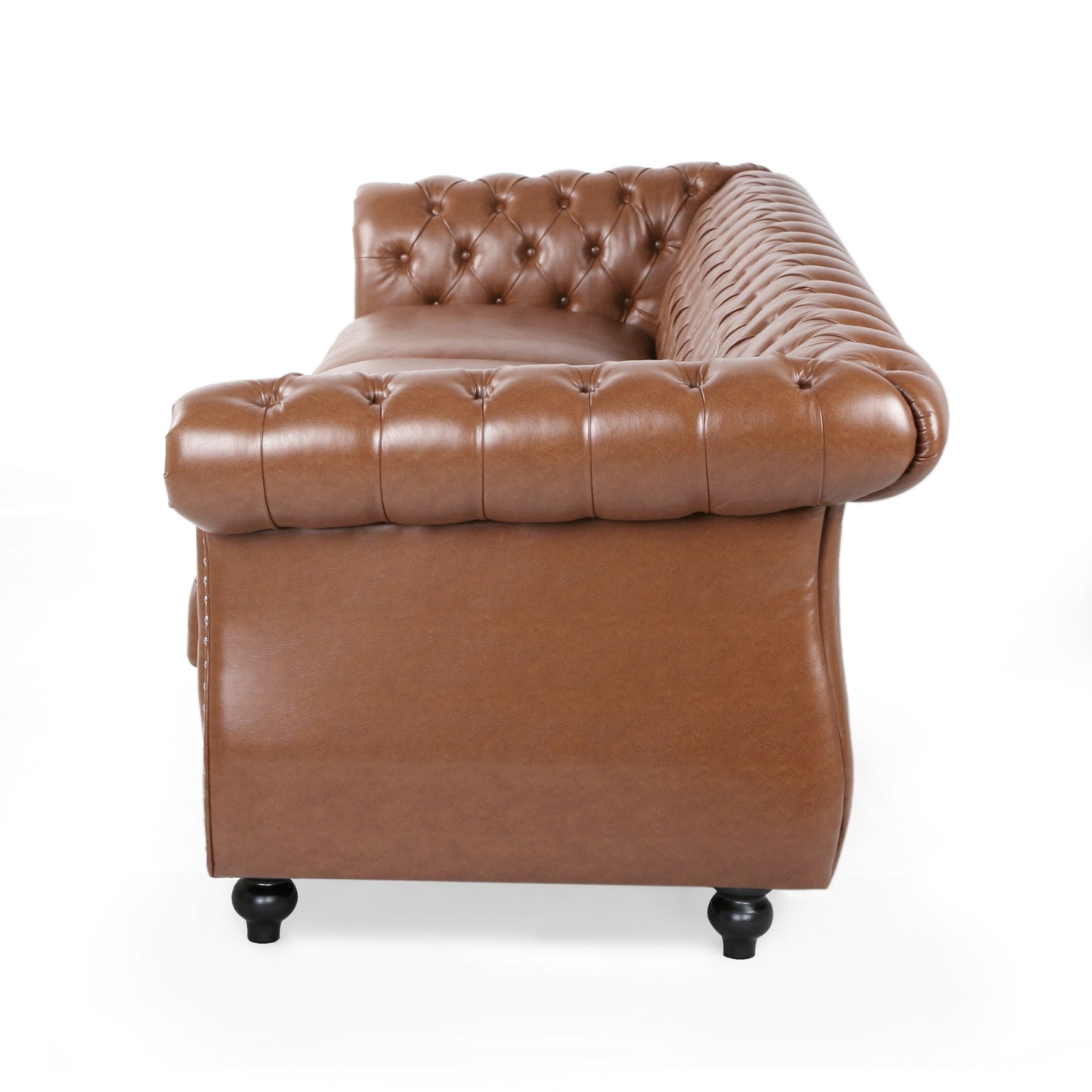 Canapé Chesterfield Somerville capitonné en similicuir avec accoudoirs en volutes par Christopher Knight Home
