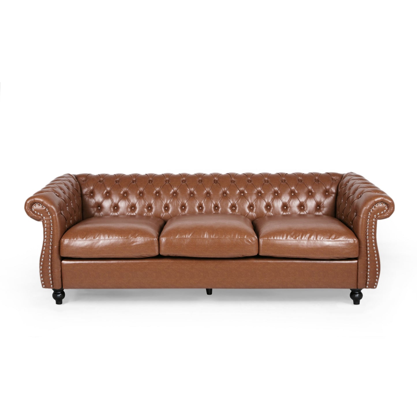 Canapé Chesterfield Somerville capitonné en similicuir avec accoudoirs en volutes par Christopher Knight Home