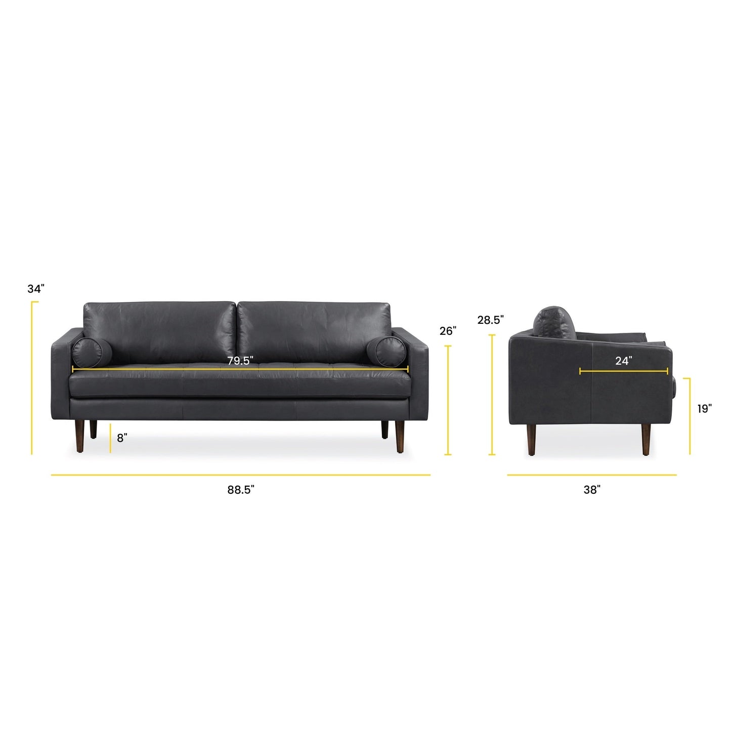 Canapé Napa 88,5 en Poly & Bark - Cuir italien véritable