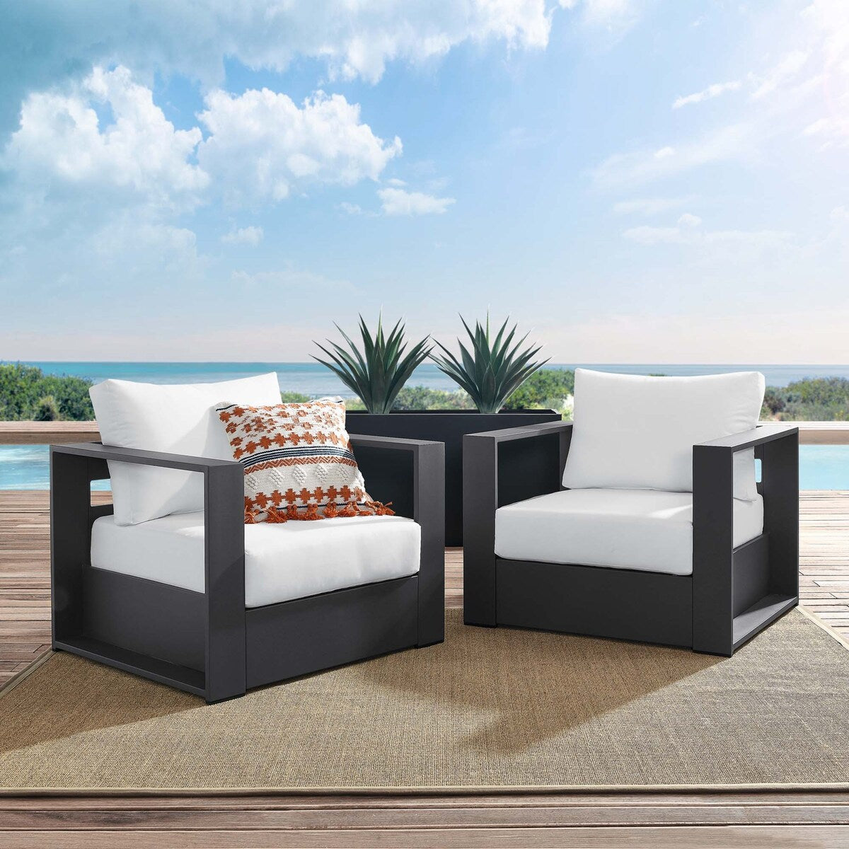 Ensemble de 2 fauteuils d'extérieur en aluminium thermolaqué Tahoe