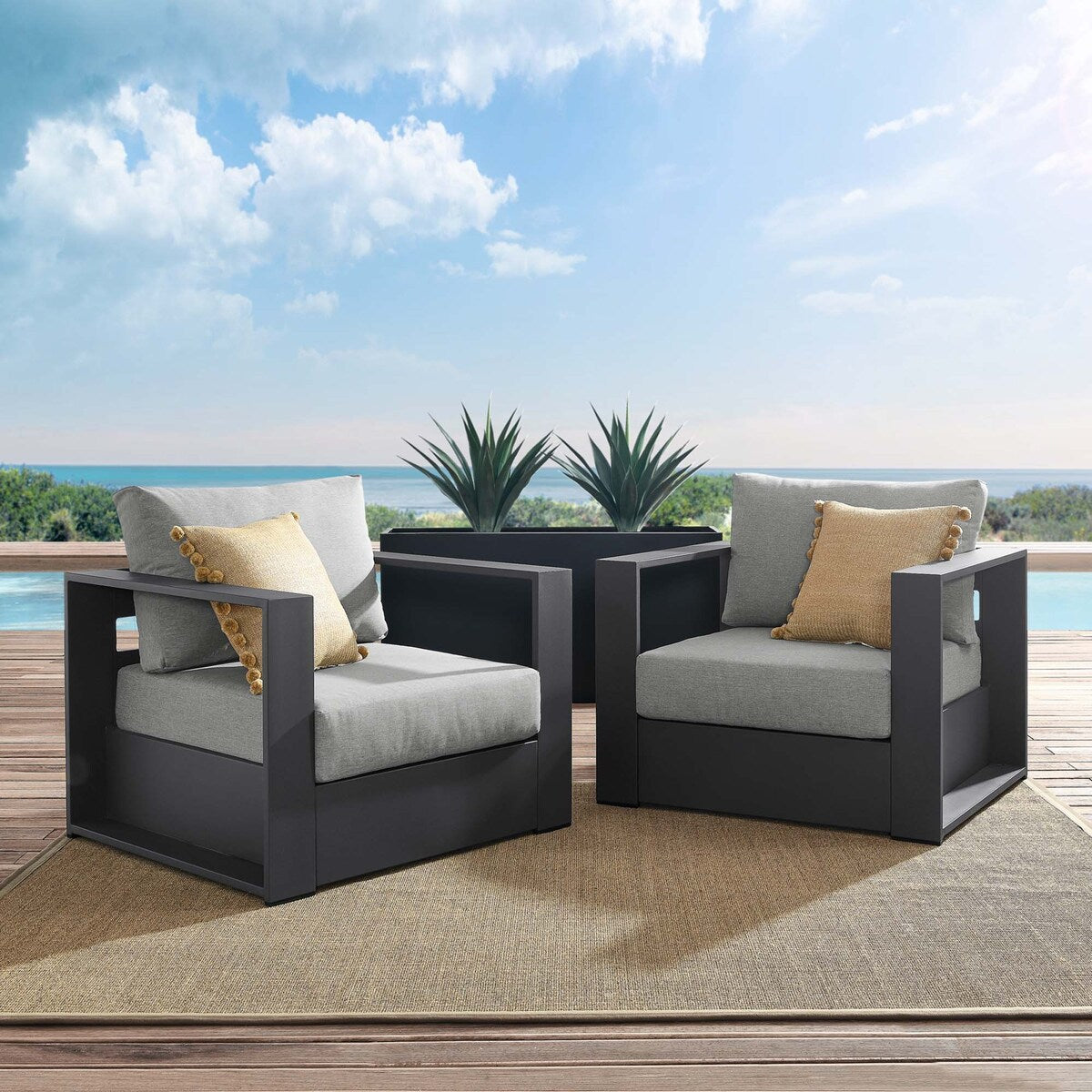 Ensemble de 2 fauteuils d'extérieur en aluminium thermolaqué Tahoe