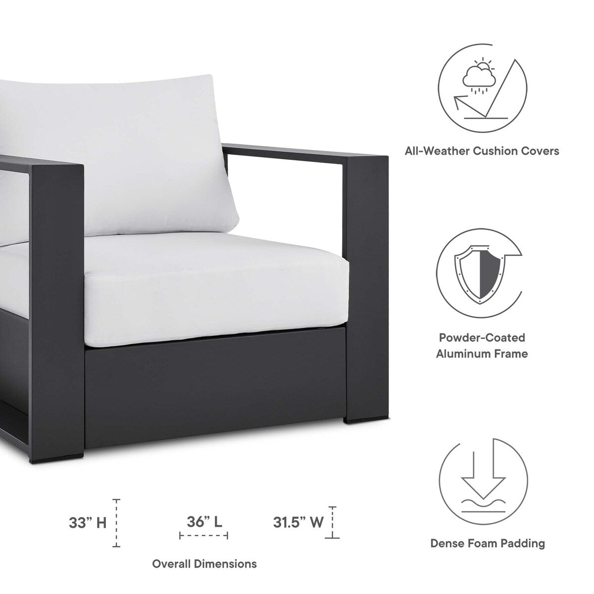 Ensemble de 2 fauteuils d'extérieur en aluminium thermolaqué Tahoe