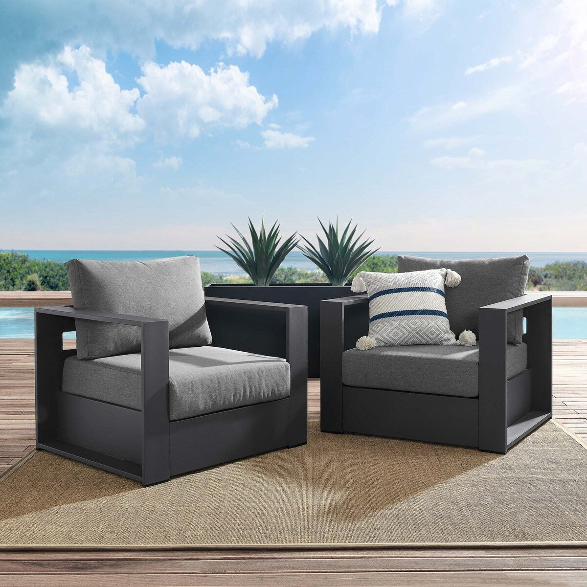 Ensemble de 2 fauteuils d'extérieur en aluminium thermolaqué Tahoe