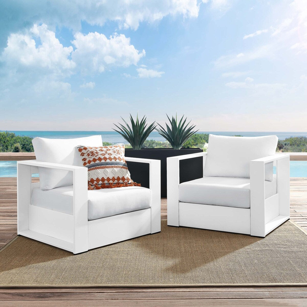 Ensemble de 2 fauteuils d'extérieur en aluminium thermolaqué Tahoe