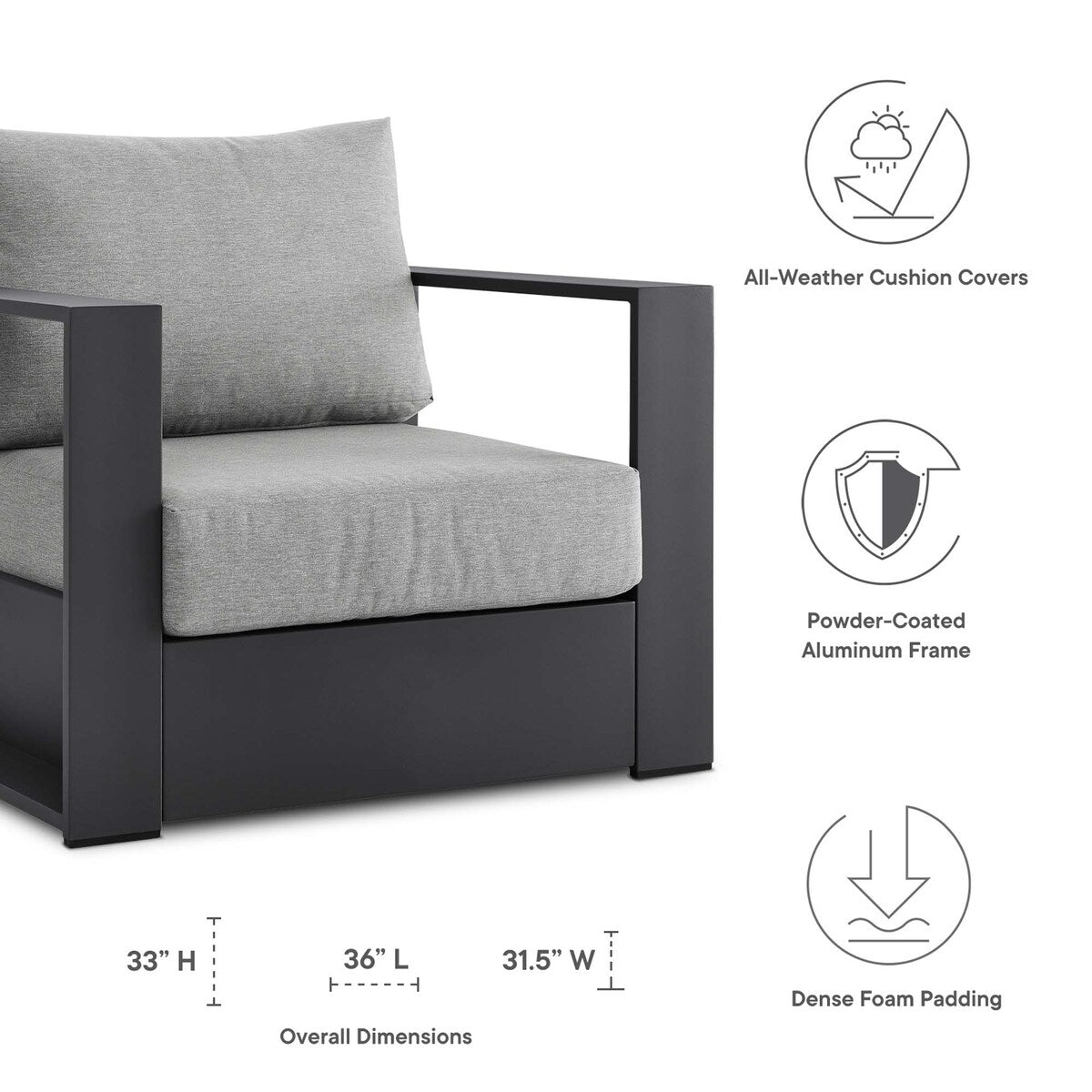 Ensemble de 2 fauteuils d'extérieur en aluminium thermolaqué Tahoe