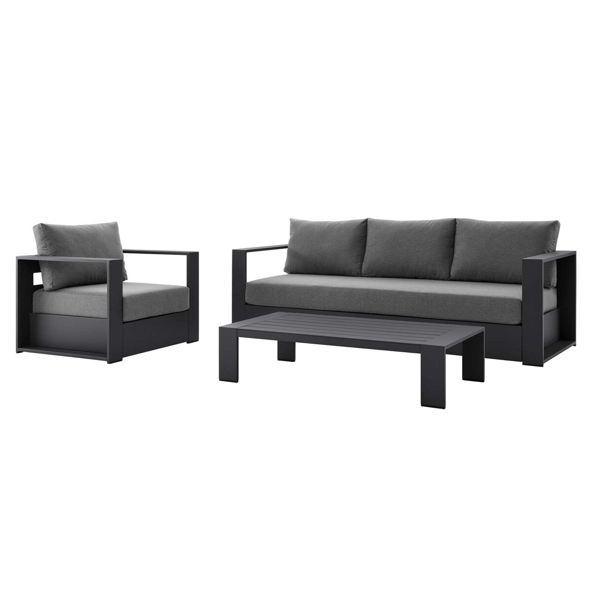 Ensemble de patio extérieur Tahoe 3 pièces en aluminium avec revêtement en poudre