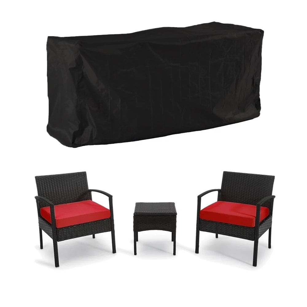 Ensemble de meubles de jardin 3 pièces, ensemble de chaises de conversation en rotin avec table d'appoint et coussins