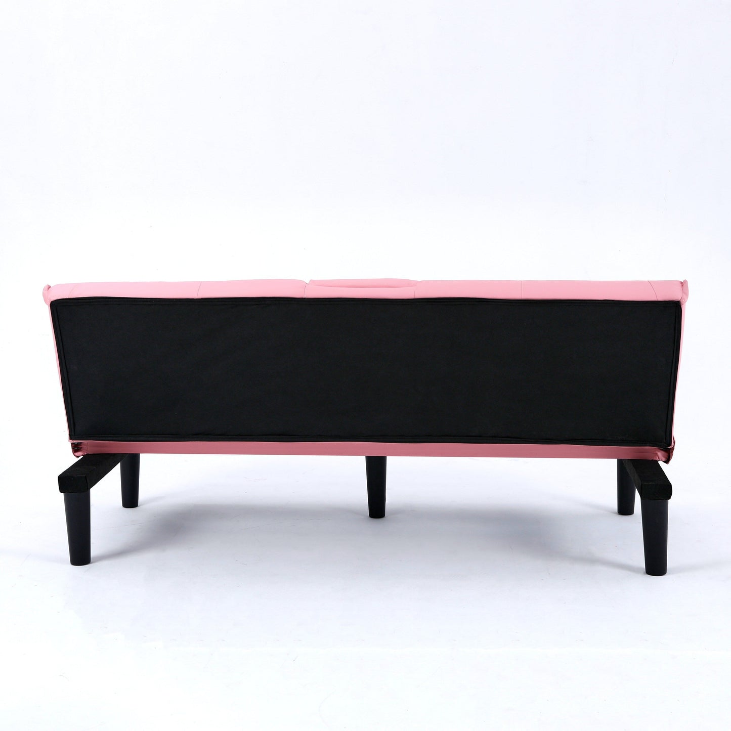 Le canapé-lit multifonctionnel en PVC noir de 67 pouces avec un design pliable et porte-gobelet