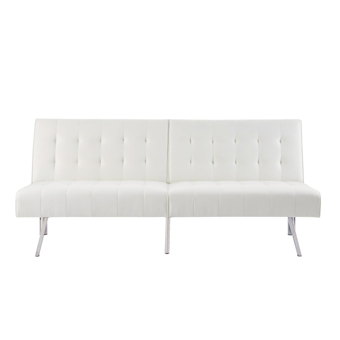 Canapé-lit futon capitonné moderne du milieu du siècle avec dossier divisé et pieds chromés