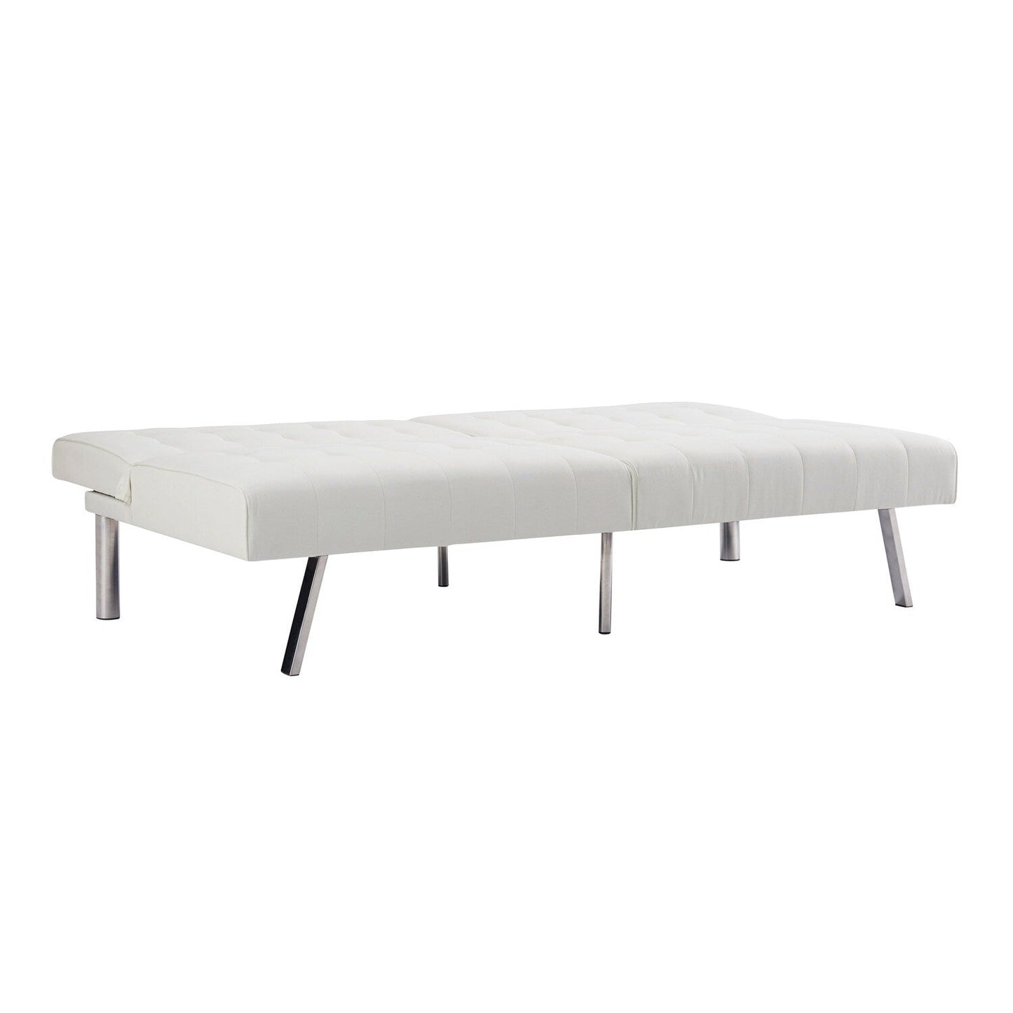 Canapé-lit futon capitonné moderne du milieu du siècle avec dossier divisé et pieds chromés