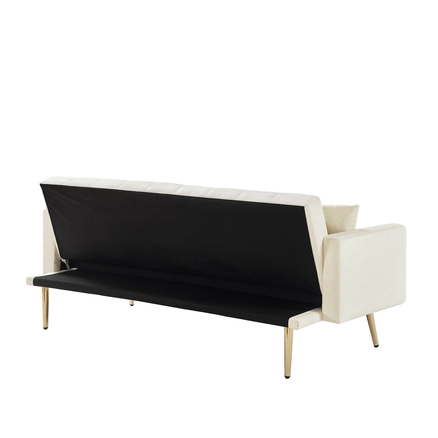 Canapé-lit convertible capitonné et pliable, couleur blanc crème
