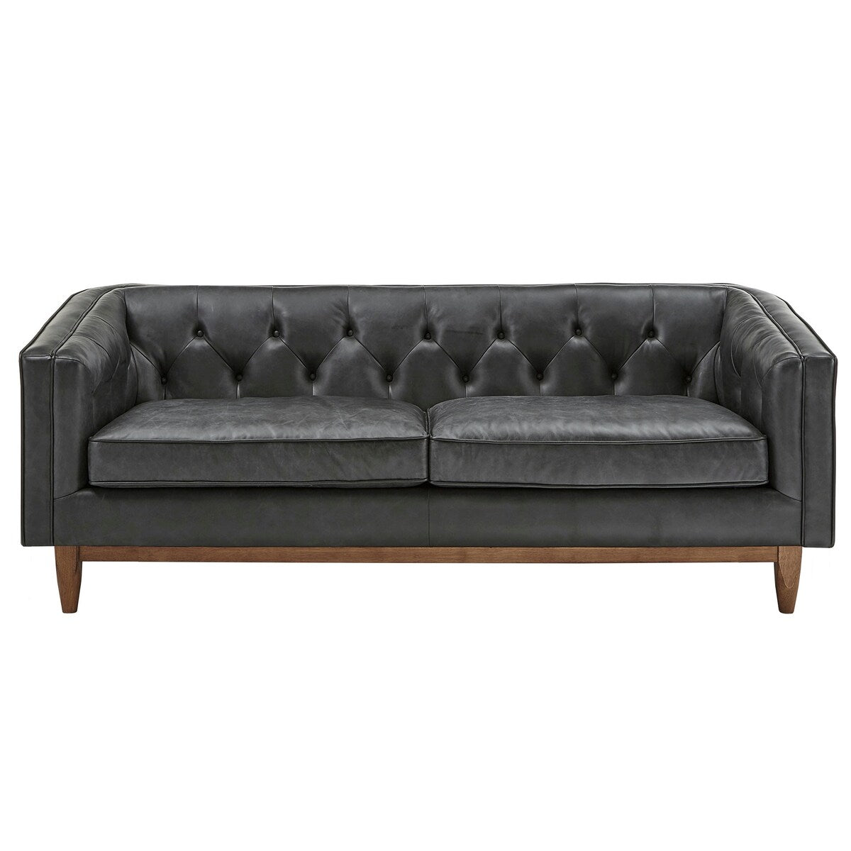 Canapé Tullio en cuir noir capitonné par iNSPIRE Q Modern
