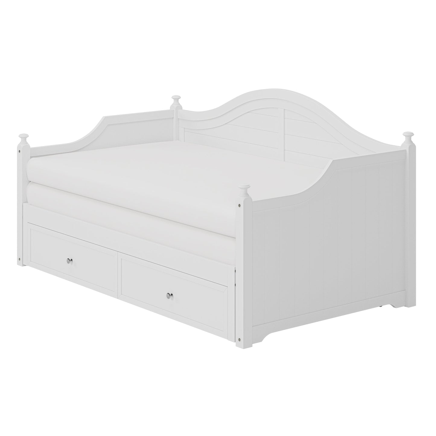 Lit de repos double en bois avec tiroirs de rangement, canapé-lit en bois pour salon, chambre d'amis