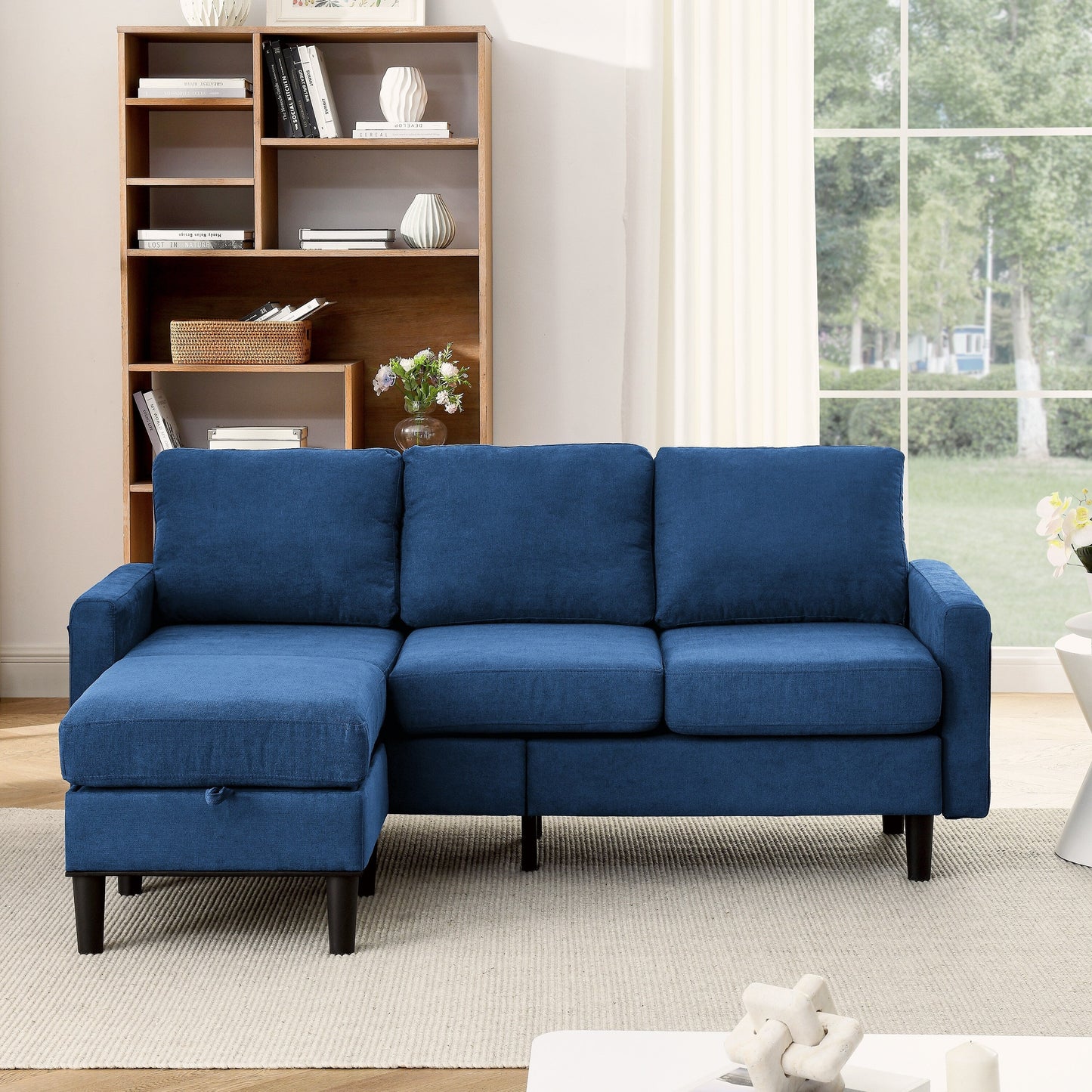 Canapé sectionnel rembourré avec pouf