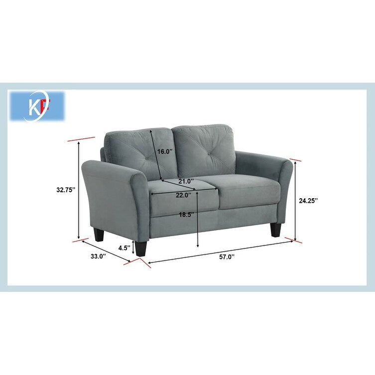 Canapé sectionnel 2 places en velours avec coussins amovibles