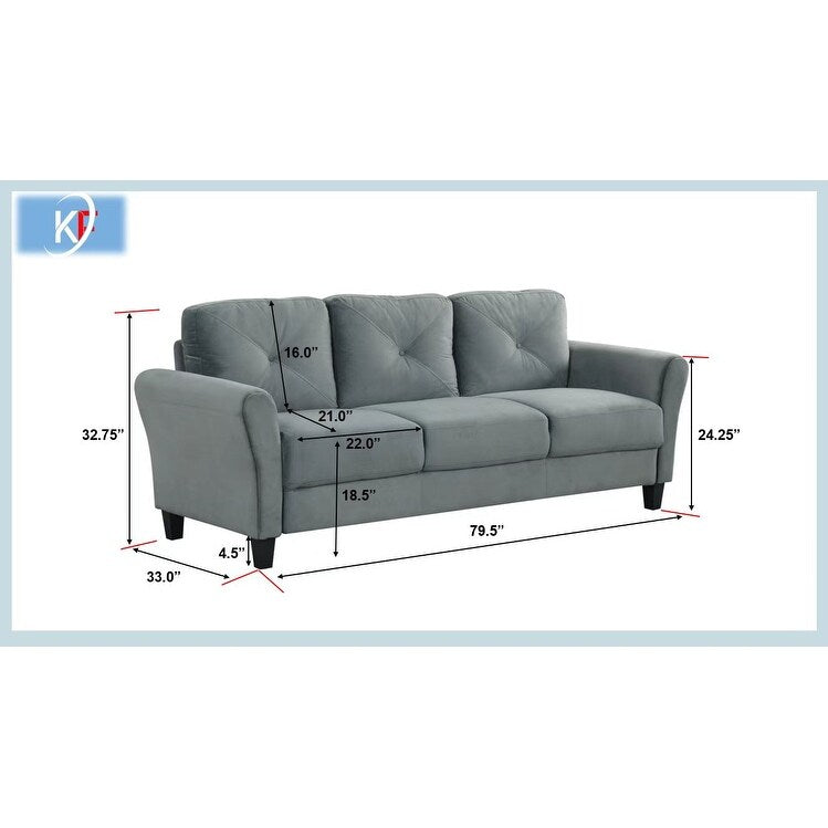 Canapé sectionnel 3 places en velours avec coussins en mousse à mémoire de forme