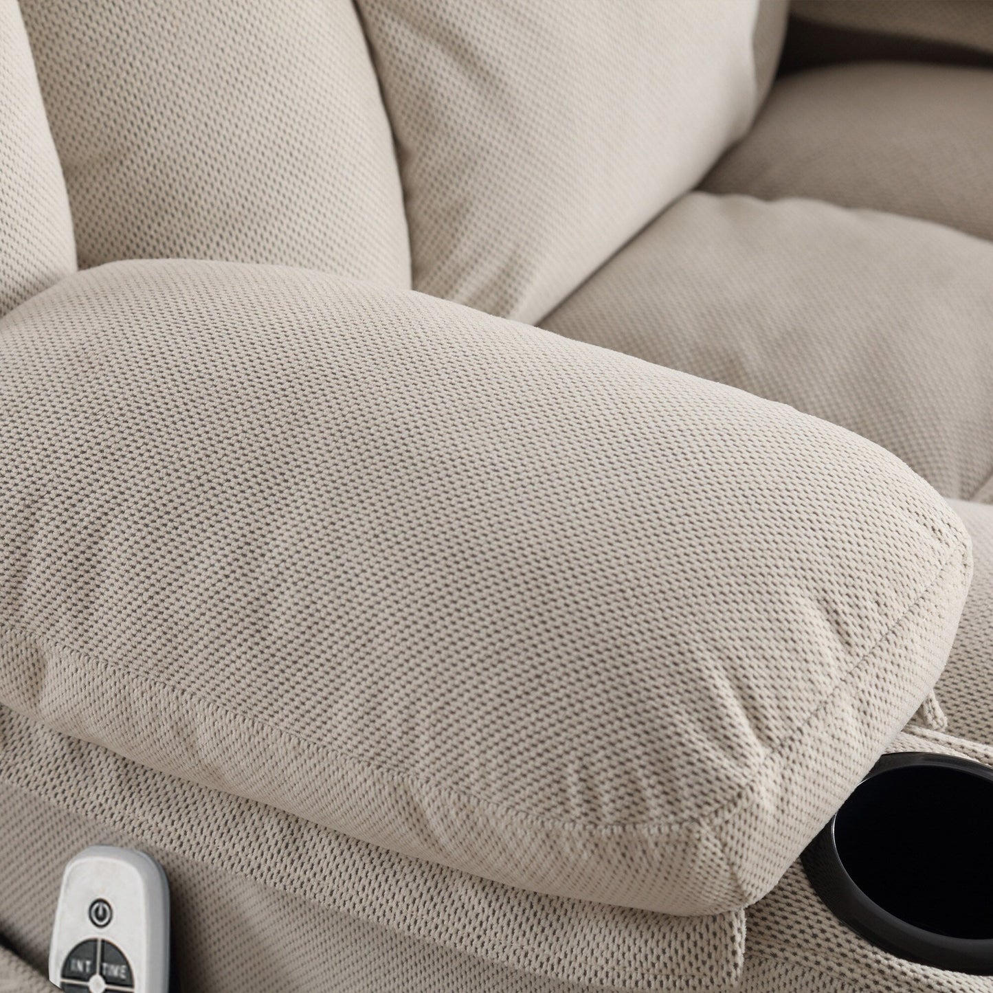 Fauteuil inclinable pivotant en velours avec massage et chauffage, rotation à 360°, port de chargement USB, deux porte-gobelets