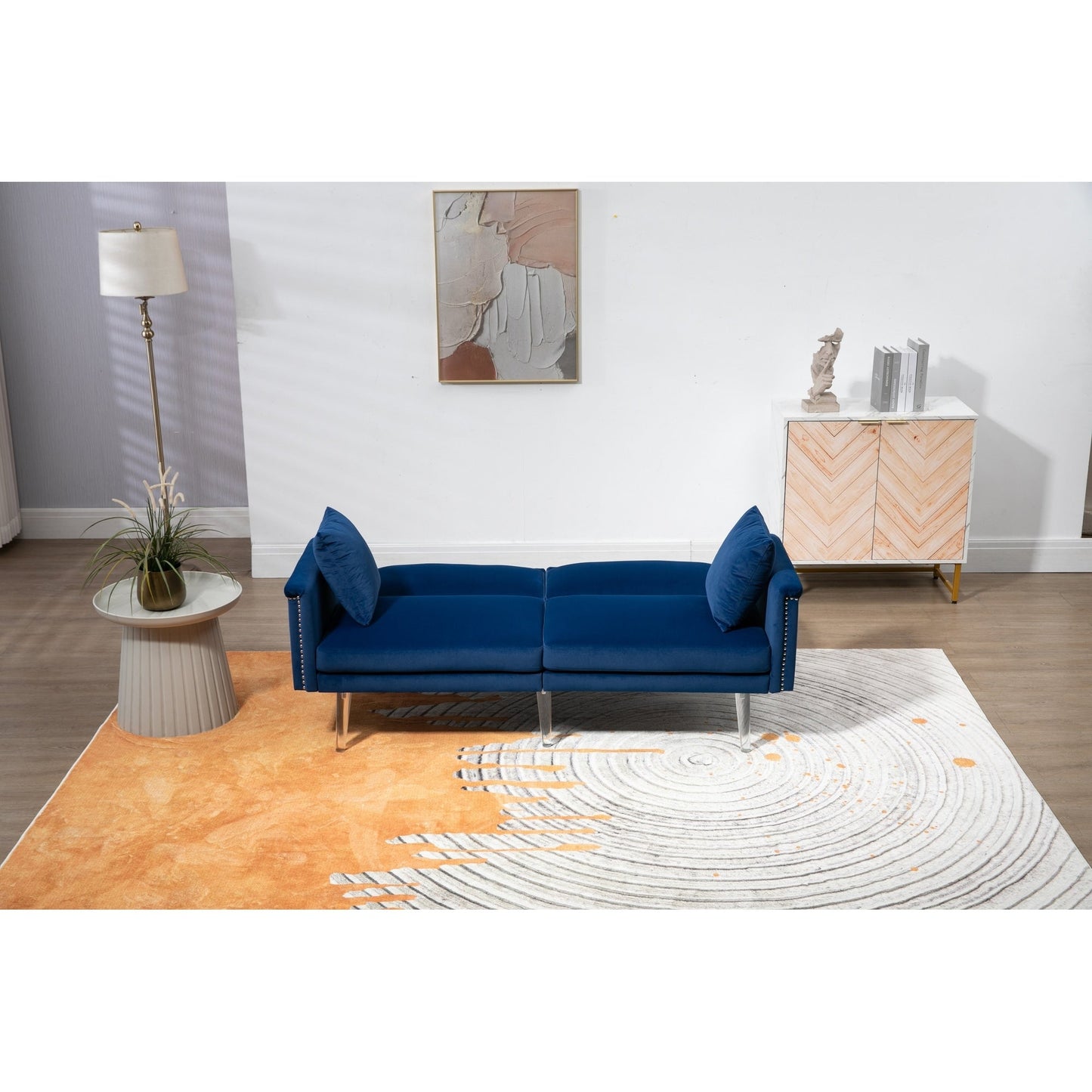 Canapé-lit en velours avec pieds en acrylique