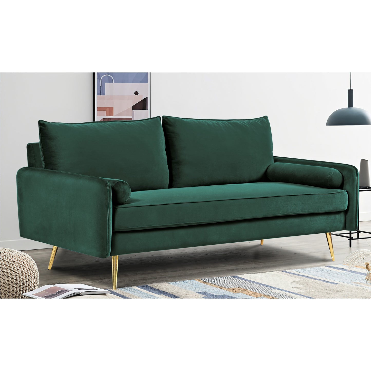 Canapé Villeda 70''W en polyester avec accoudoirs carrés