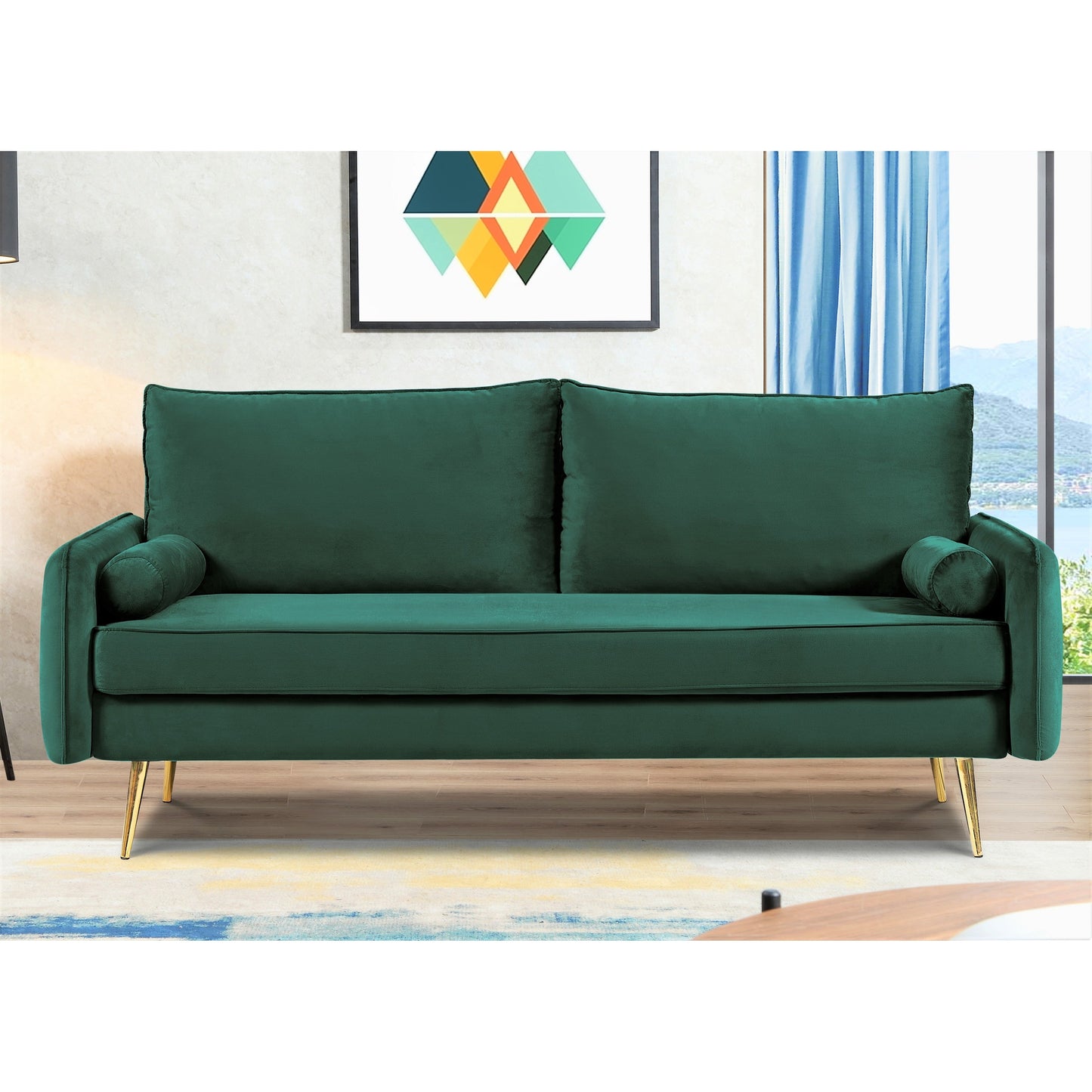 Canapé Villeda 70''W en polyester avec accoudoirs carrés
