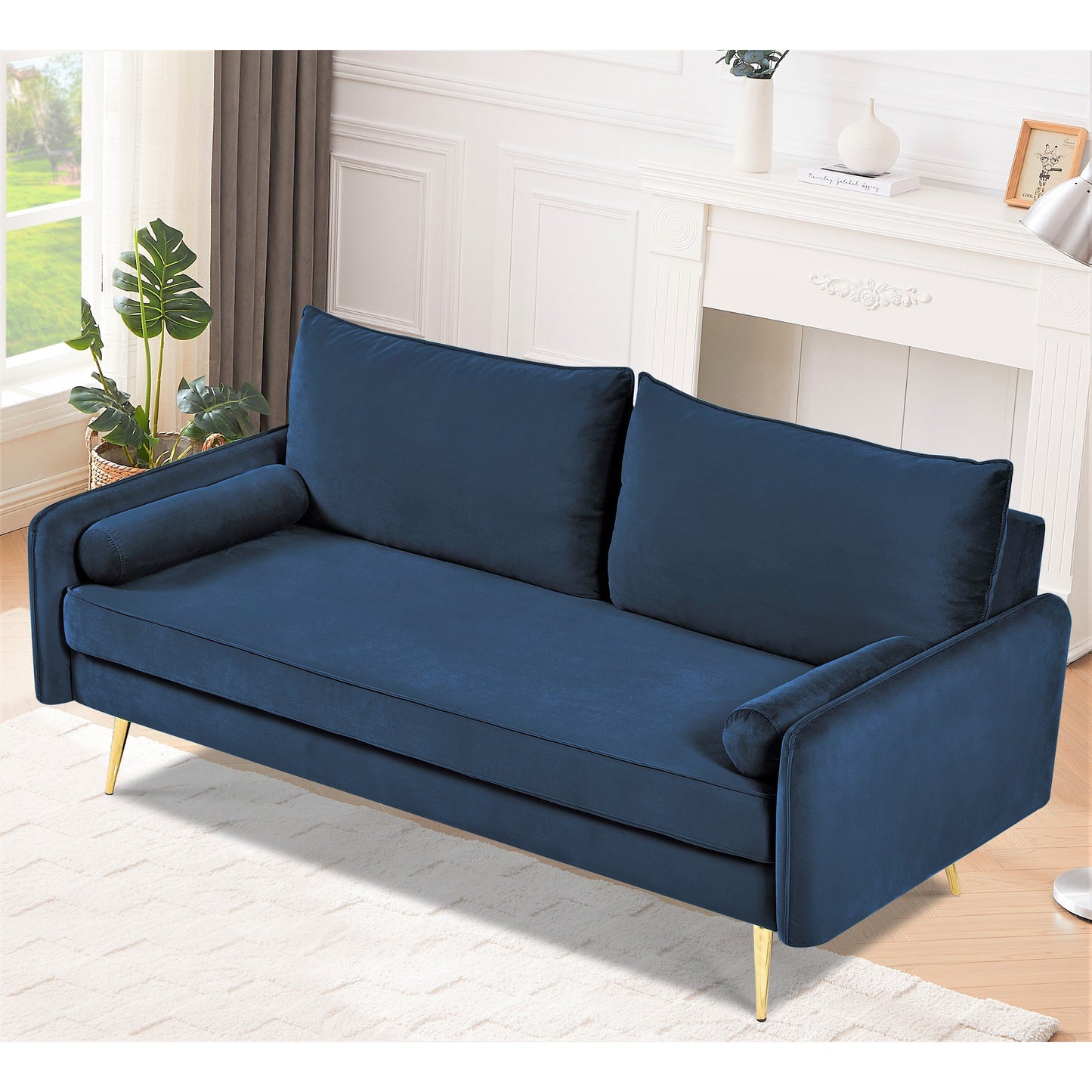 Canapé Villeda 70''W en polyester avec accoudoirs carrés