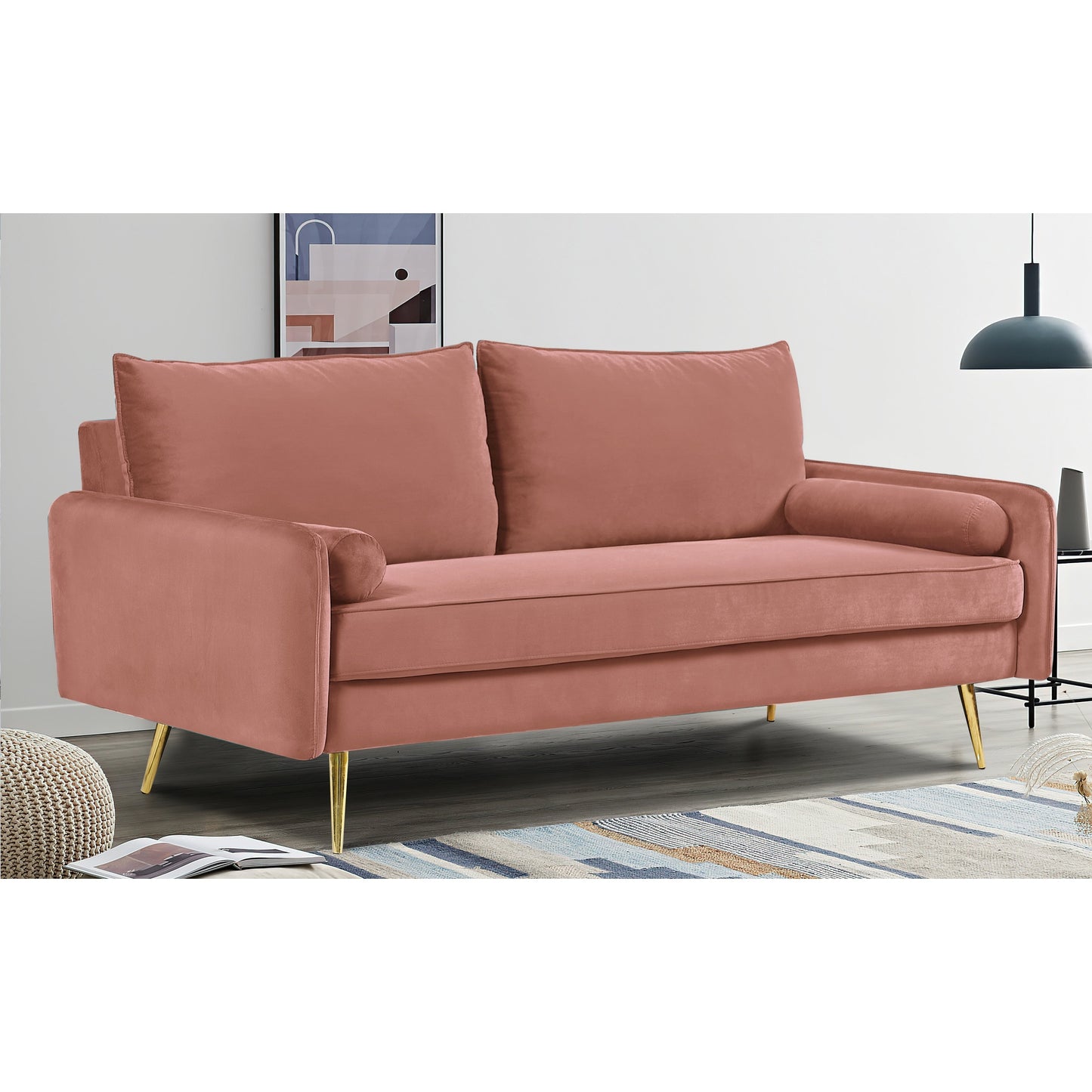 Canapé Villeda 70''W en polyester avec accoudoirs carrés