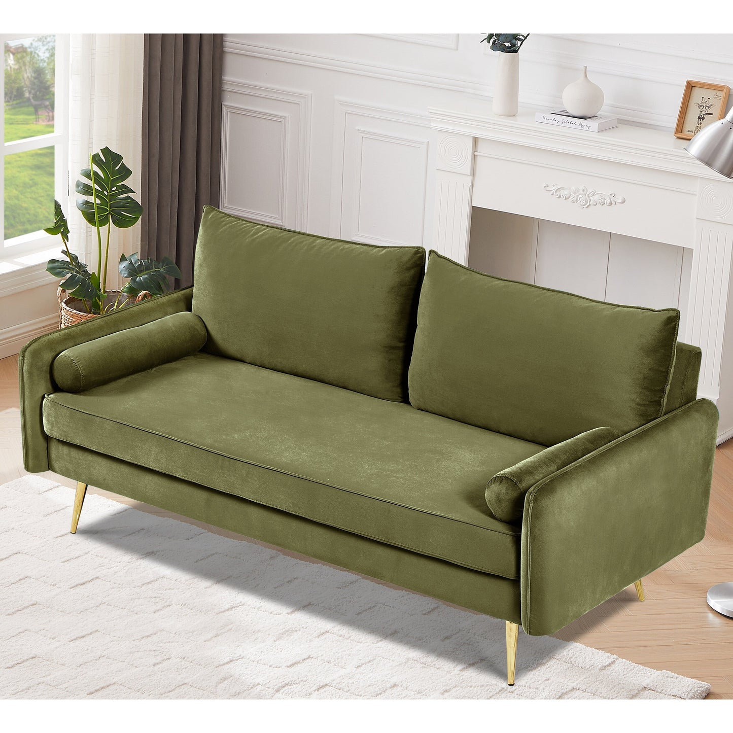 Canapé Villeda 70''W en polyester avec accoudoirs carrés