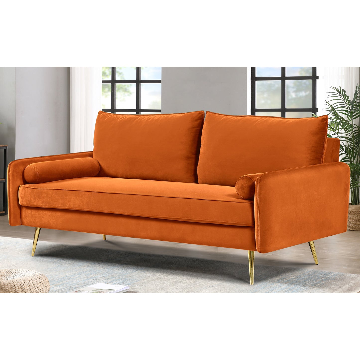 Canapé Villeda 70''W en polyester avec accoudoirs carrés