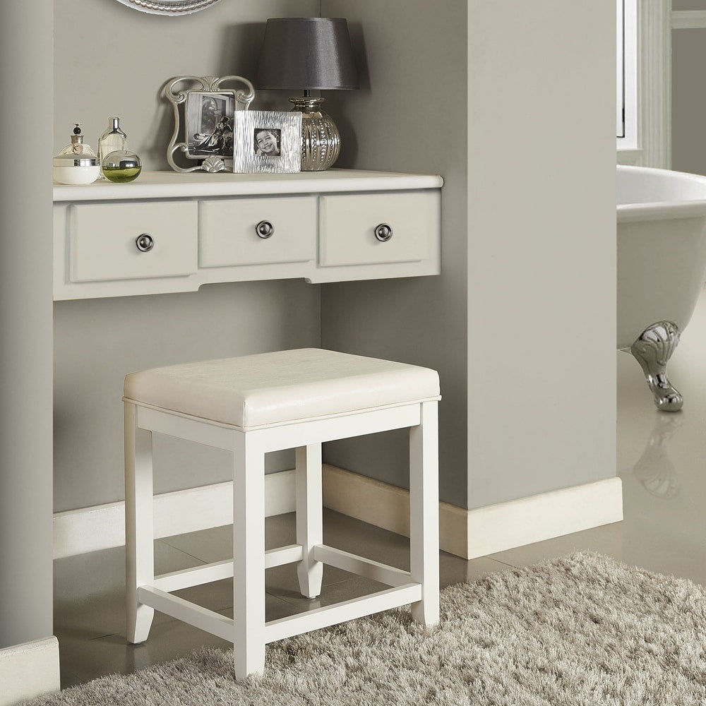 Tabouret de coiffeuse Crosley Vista blanc - 17,5 L x 15,75 P x 19,25 H