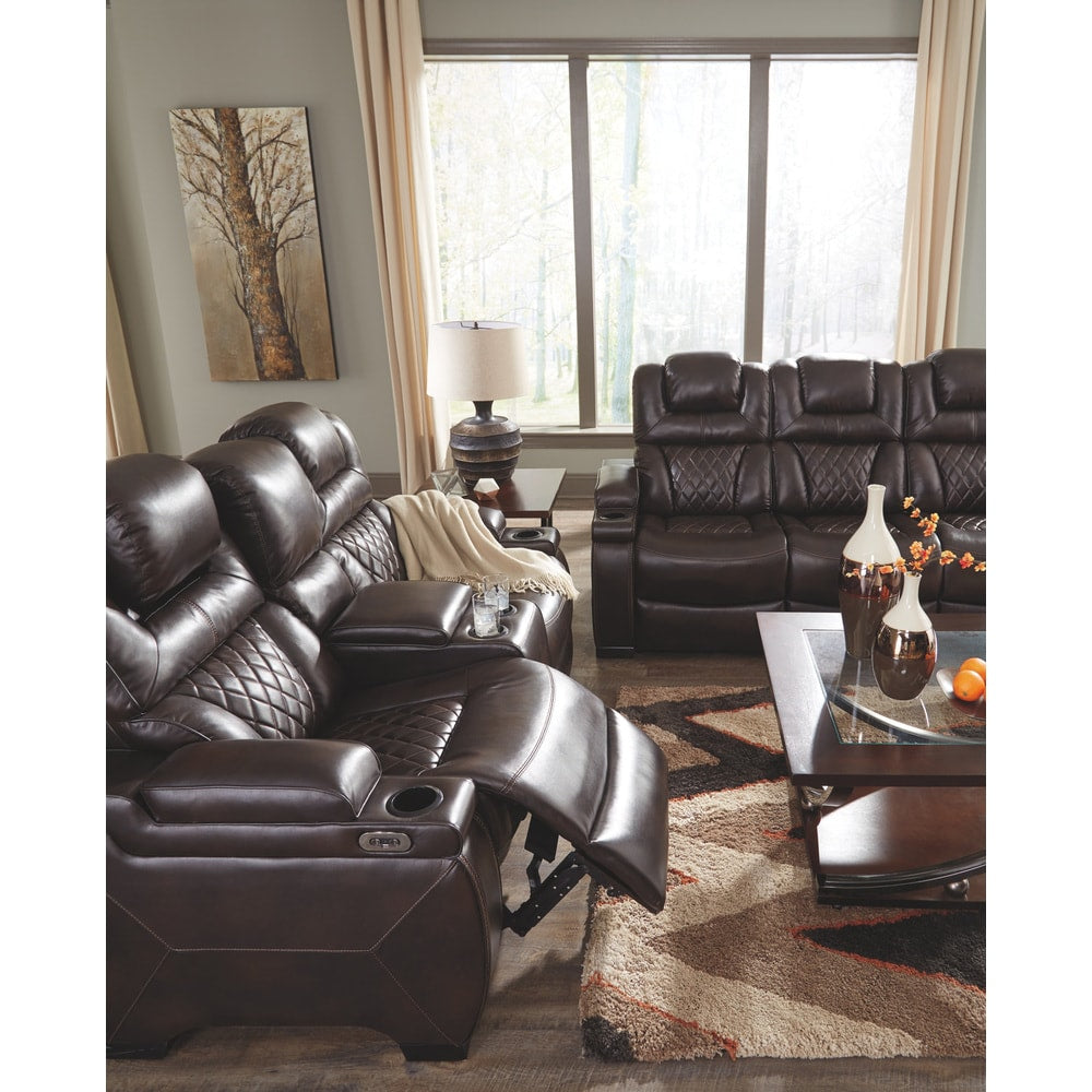 Canapé inclinable électrique Warnerton en similicuir marron chocolat - 84 L x 38 P x 44 H