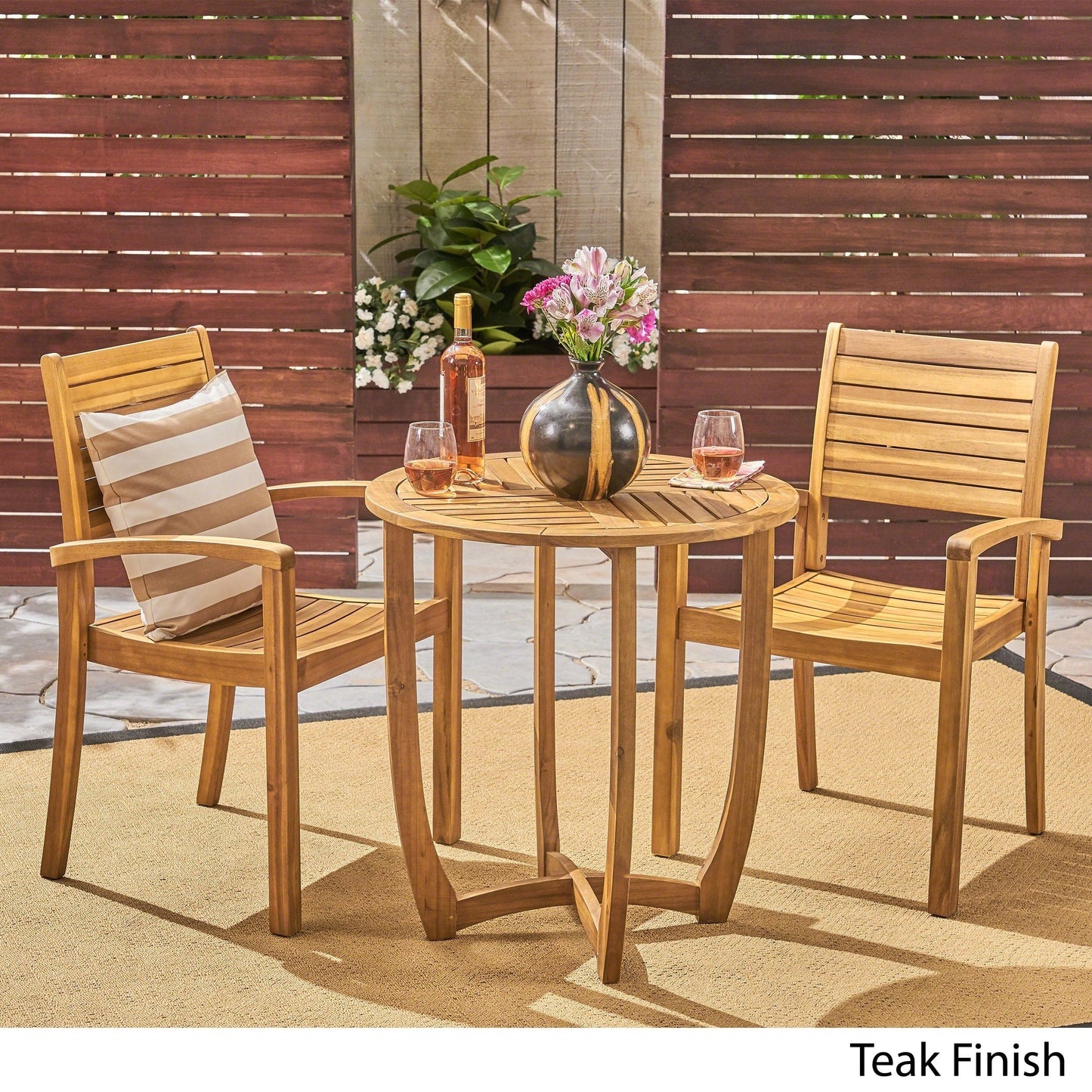 Ensemble bistrot d'extérieur Waverley 2 places en bois d'acacia par Christopher Knight Home