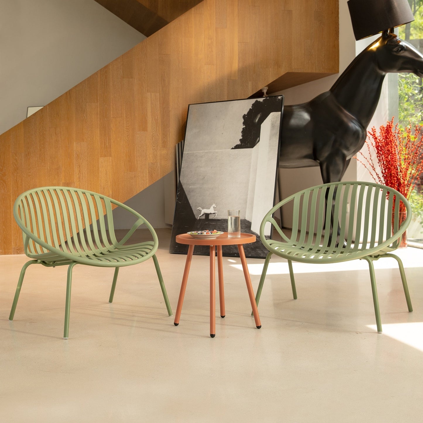 Ensemble de meubles de jardin Werph 3 pièces, mobilier d'extérieur avec table bistro et chaises de jardin, lot de 2