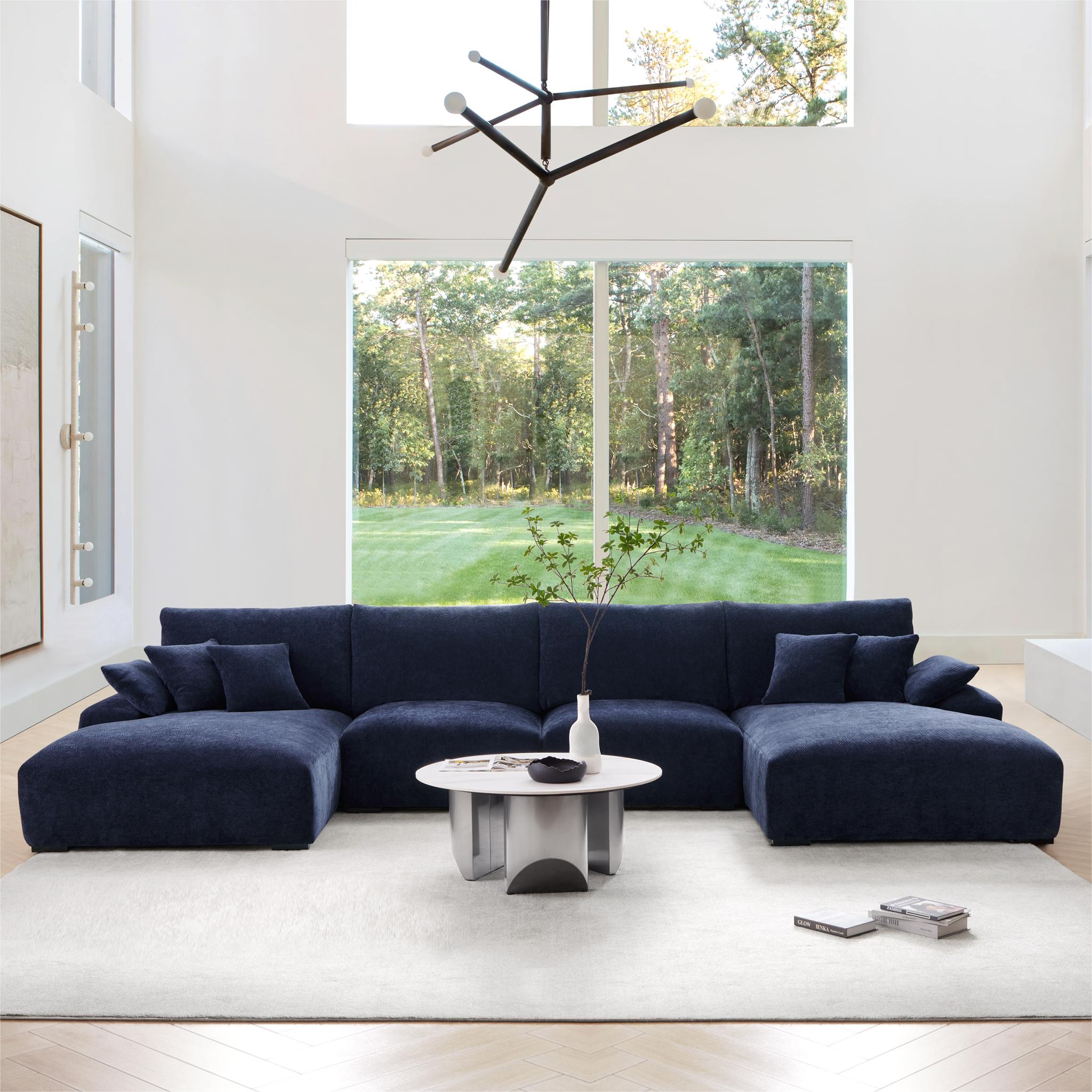 Le canapé d'angle en U bleu marine Empress