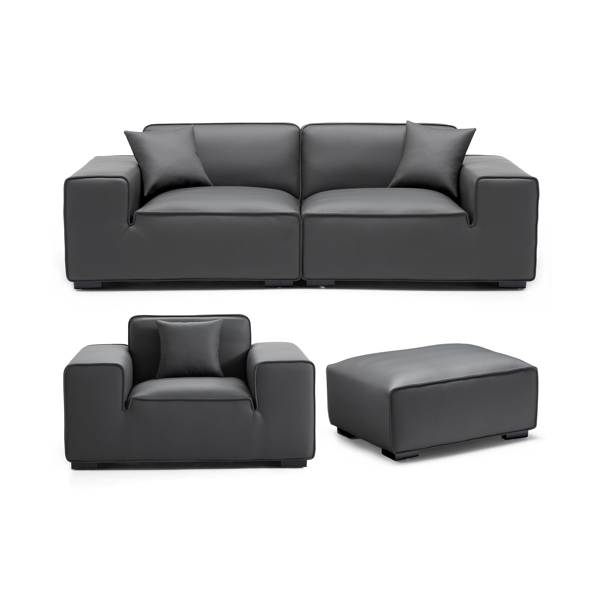 Domus Modular Beige Leather Sofa Set